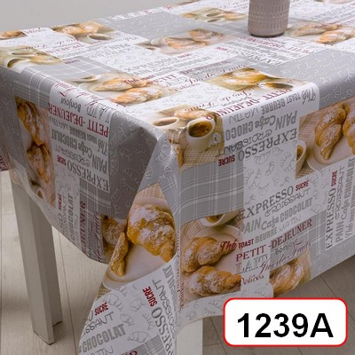 Клеенка Mirror на нетканой основе гладкая 1,4х20м, мод. PW-1239А, Кофе и круассан ПЕНЗАОПТ
