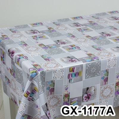 Клеенка Глянец на тканой основе 1,4х20м, GX-1177A, Макаруны и цветы ПЕНЗАОПТ