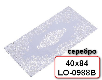 Салфетка Grace Лейс 40х84 LO-0988B СЕРЕБРО прямоуг ПЕНЗАОПТ