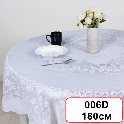 Скатерть ажурная Blossom, круглая, д. 180 см., белая, RP-006D ПЕНЗАОПТ