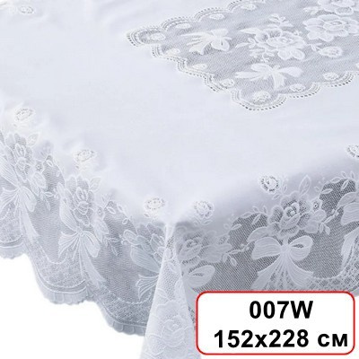 Скатерть ажурная, прямоугольная, размер 152х228 см., белая, BP-007W ПЕНЗАОПТ