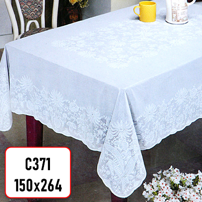 Скатерть ПВХ EMBOSSED С371 150х264см белая ПЕНЗАОПТ